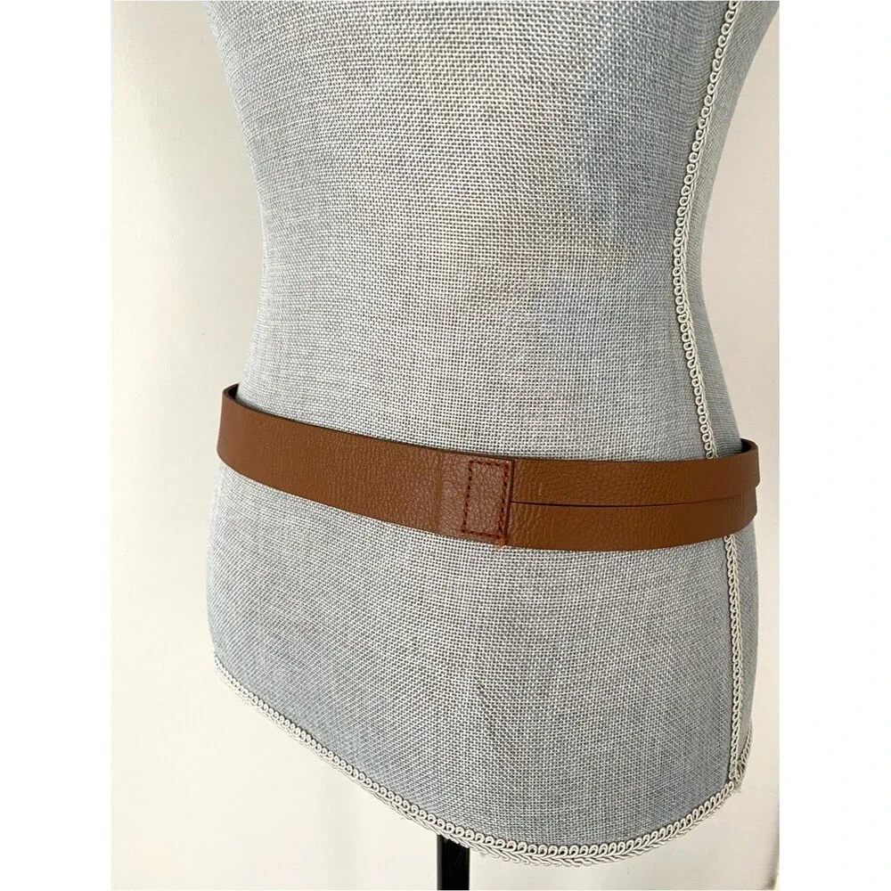 J. Jill Brown Leather Gunmetal Ring Buckle Hip-Belt Sz S Boho Chic Western Beach